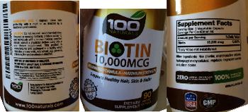 100 Naturals Biotin 10,000 mcg - supplement