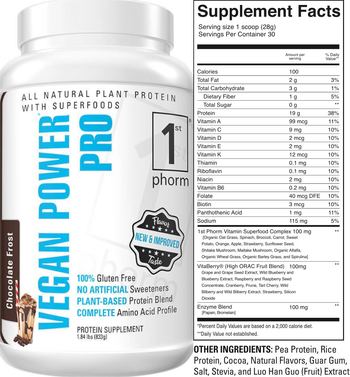 1st Phorm Vegan Powder Pro Chocolate Frost - protein supplement