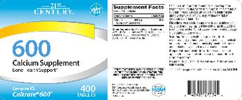 21st Century 600 Calcium Supplement - calcium supplement