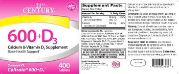 21st Century 600+D3 - calcium supplement