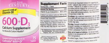 21st Century 600+D3 Calcium Supplement - calcium supplement