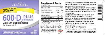 21st Century 600+D3 Plus Minerals - calcium supplement
