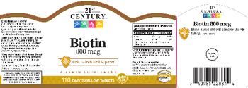 21st Century Biotin 800 mcg - vitamin supplement