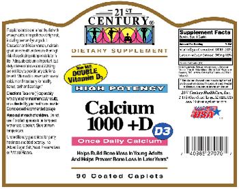 21st Century Calcium 1000 +D - supplement