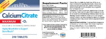 21st Century Calcium Citrate +D3 Maximum - calcium supplement