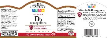 21st Century Chewable D3 10 mcg (400 IU) - vitamin supplement