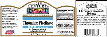 21st Century Chromium Picolinate 200 mcg - supplement