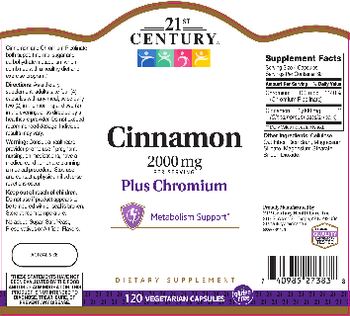 21st Century Cinnamon 2000 mg plus Chromium - supplement