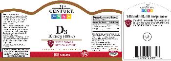 21st Century D3 10 mcg (400 IU) - vitamin supplement