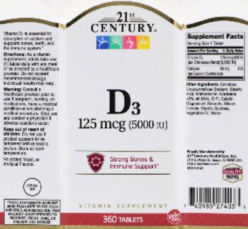 21st Century D3 125 mcg (5000 IU) - vitamin supplement