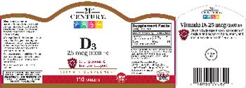 21st Century D3 25 mcg (1000 IU) - vitamin supplement