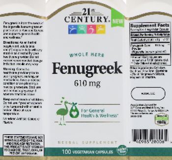 21st Century Fenugreek 610 mg - herbal supplement
