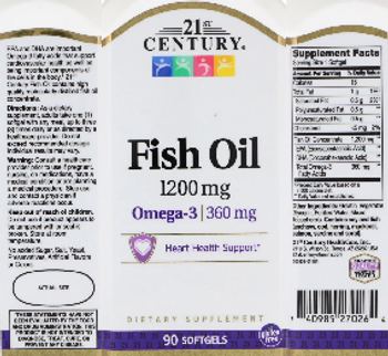 21st Century Fish Oil 1200 mg - these statements have not been evaluated by the food and drug administration this product is not int