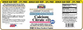 21st Century Highly Absorbable Calcium Citrate +D Bonus Size - supplement