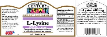 21st Century L-Lysine 600 mg - supplement
