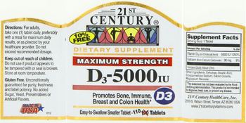 21st Century Maximum Strength D3 - 5000 IU - supplement