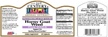 21st Century Maximum Strength Horny Goat Weed Plus Maca - supplement