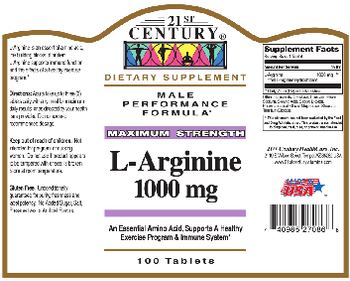 21st Century Maximum Strength L-Arginine 1000 mg - supplement