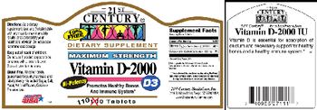 21st Century Maximum Strength Vitamin D-2000 - supplement