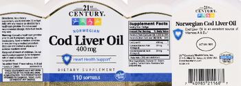 21st Century Norwegian Cod Liver Oil 400 mg - supplement