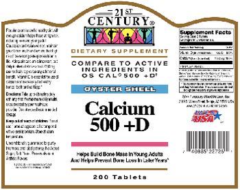21st Century Oyster Shell Calcium 500 +D - supplement