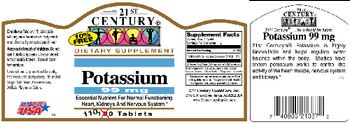21st Century Potassium 99 mg - supplement