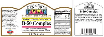 21st Century Prolonged Release B-50 Complex - vitamin supplement