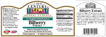 21st Century Standardized Bilberry Extract - supplement