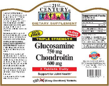 21st Century Triple Strength Glucosamine 750 mg Chondroitin 600 mg - supplement