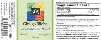 365 Everyday Value Ginkgo Biloba - herbal supplement