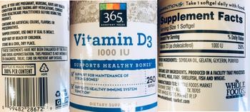 365 Everyday Value Vitamin D3 1000 IU - supplement