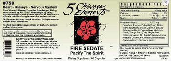 5 Chinese Elements Fire Sedate Pacify The Spirit - supplement