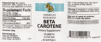 AB American Biologics Beta Carotene 25,000 IU - supplement