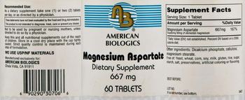 AB American Biologics Magnesium Aspartate - supplement
