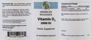 AB American Biologics Vitamin D3 2000 IU - supplement