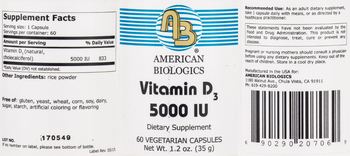 AB American Biologics Vitamin D3 5000 IU - supplement