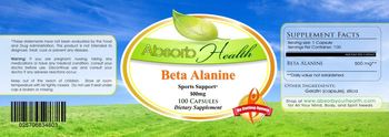 Absorb Health Beta Alanine 500 mg - supplement