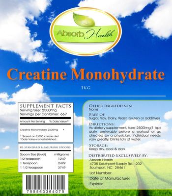Absorb Health Creatine Monohydrate - supplement