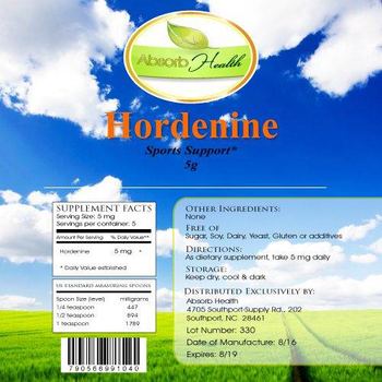 Absorb Health Hordenine 5 g - directions as supplement take 5 mg daily