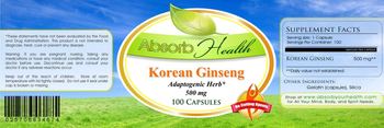 Absorb Health Korean Ginseng 500 mg - supplement