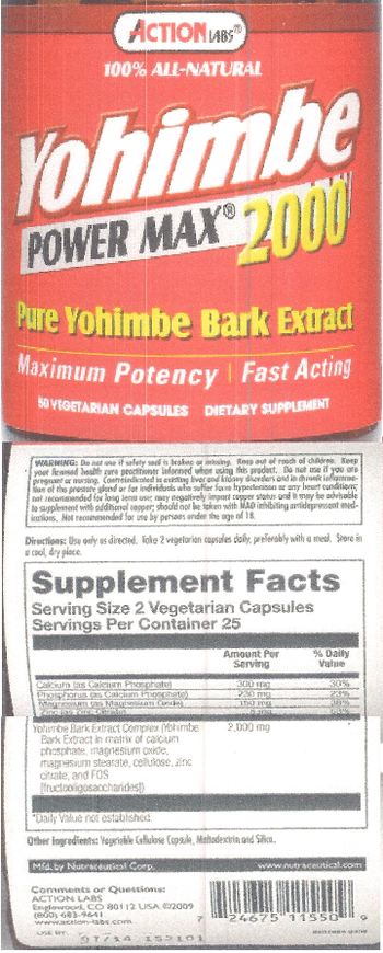 Action Labs Yohimbe Power Max 2000 - supplement