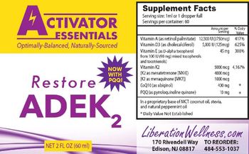 Activator Essentials Restore ADEK2 - supplement