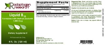 Adaptogen Research Liquid B12 - supplement