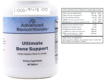 Advanced Bionutritionals Ultimate Bone Support - supplement