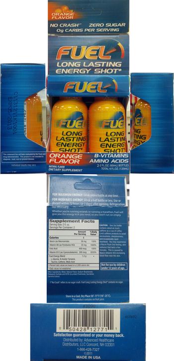Advanced Healthcare Distributors Fuel Long Lasting Energy Shot Orange Flavor - supplement