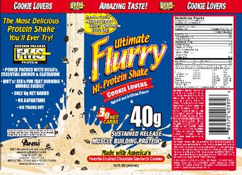 Advanced Nutrient Science Ultimate Flurry Hi-Protein Shake Cookie Lovers - 
