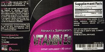 Advanta Supplements Vitamin D3 - supplement