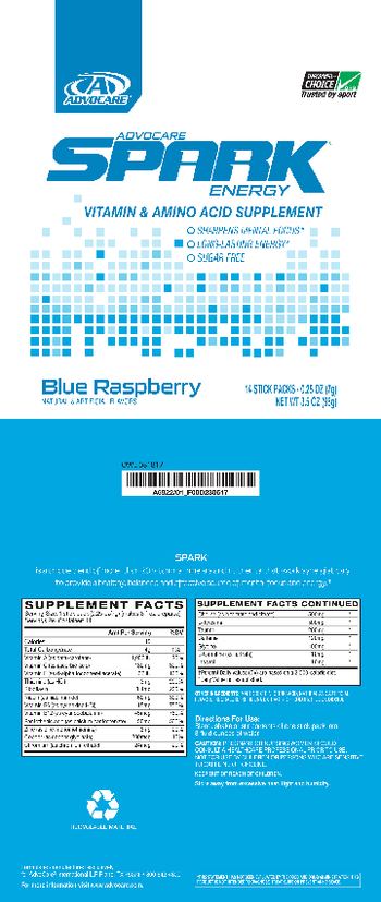 AdvoCare Spark Energy Blue Raspberry - vitamin amino acid supplement