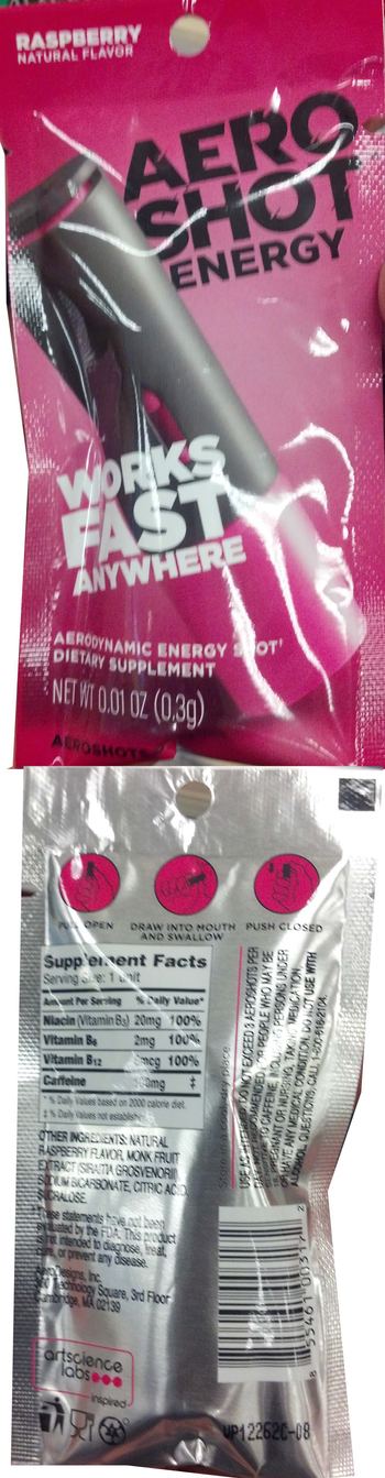 Aero Designs, Inc. Aero Shot Energy Raspberry - supplement