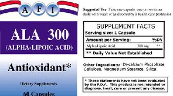 AFI ALA 300 (Alpha-Lipoic Acid) - supplement